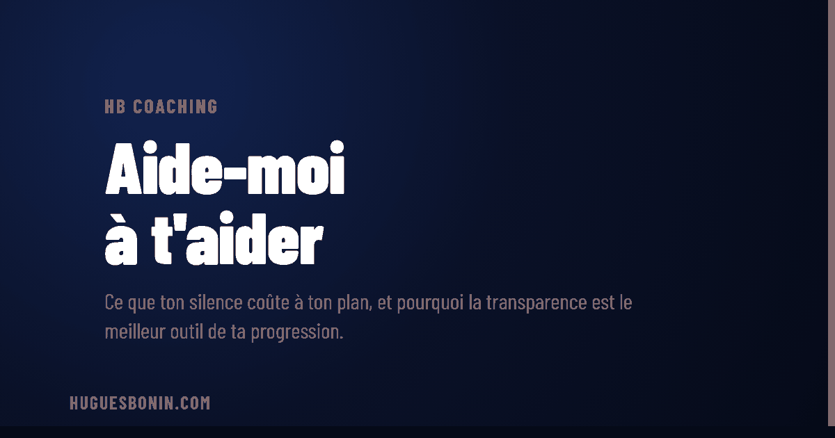 Vignette de l'article Aide-moi à t'aider, HB Coaching, fond navy avec titre en grand caractère blanc